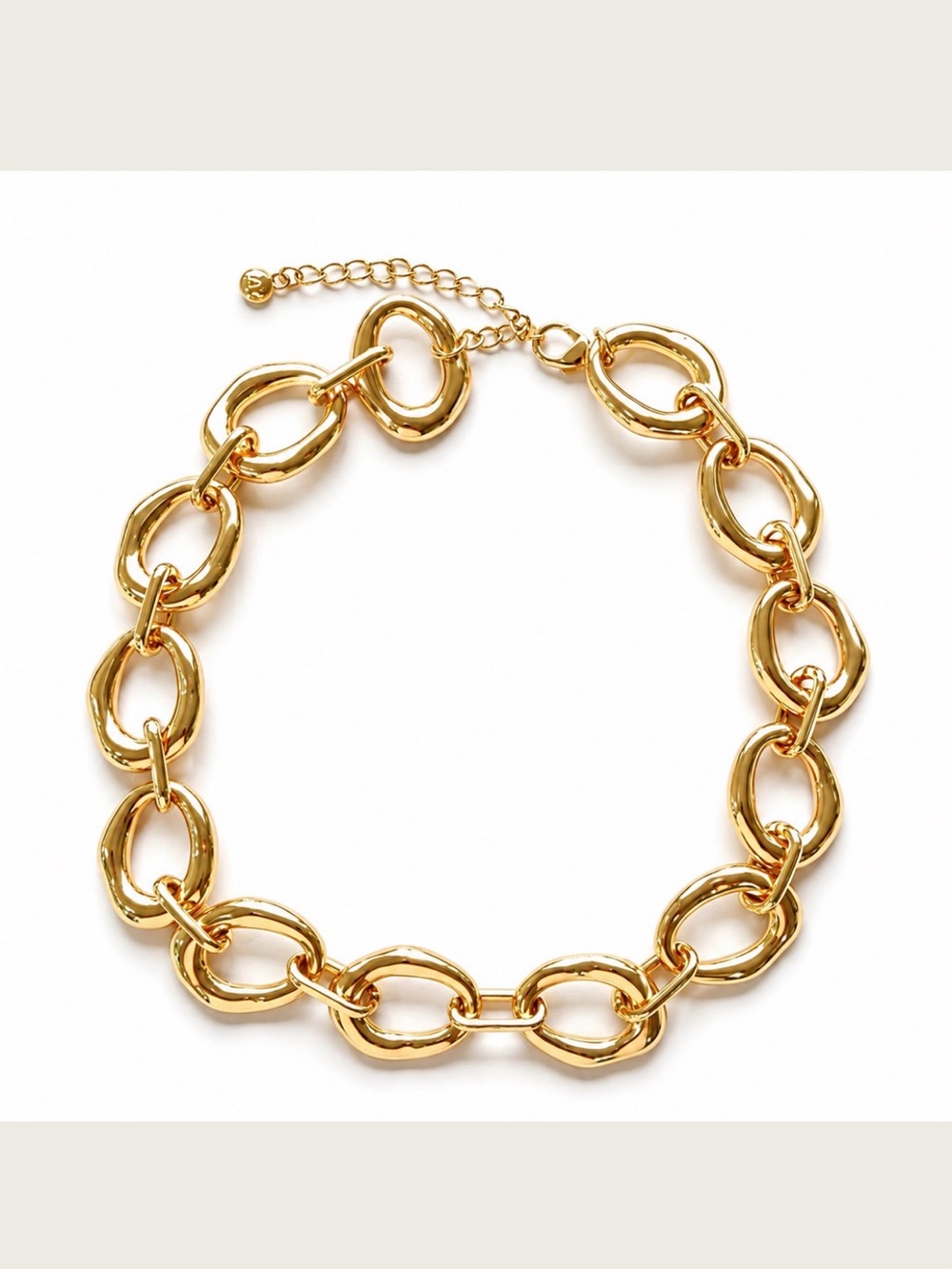 Mayamar Chunky 18k Gold Plated Irregular Oval Link Necklace 20-23” NWT